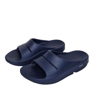 OOFOS OOahh Slide Sandals Navy Blue Euro 39 WMNS 8 Men's 6